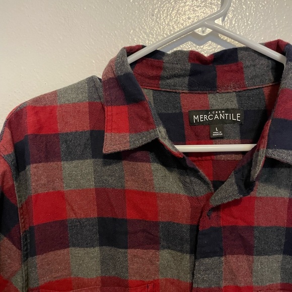 J. Crew Other - J Crew Mercantile Red Plaid Flannel Button Down Shirt Size Large